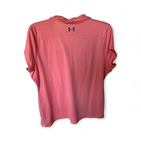 NWT Women's Under Armour Short Sleeve Polo Shirt Top, Coral, 2XL - Picture 2 of 7